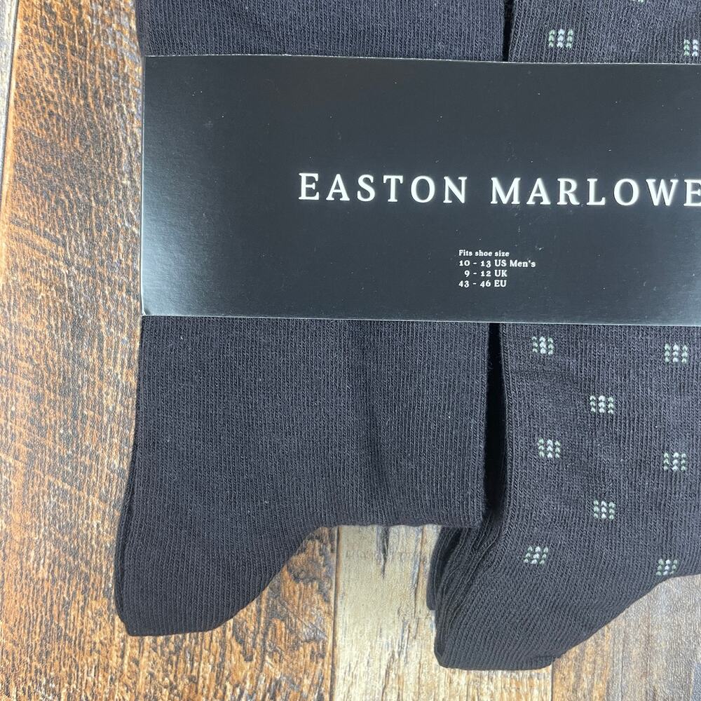 EASTON MARLOWE Men's Shoe Size 10-13 Black White Cotton Polyamide Elastane 6PK - Picture 5 of 11